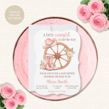 Cowgirl Baby Shower Uitnodigingen Roze Cowboy Laar