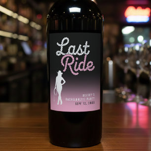 Cowgirl Bachelorette Party Laatste Rit Ombre Roze Wijn Etiket
