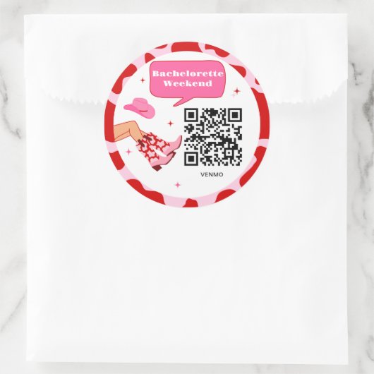 Cowgirl Bachelorette Venmo QR Code Ronde Sticker (Tas)