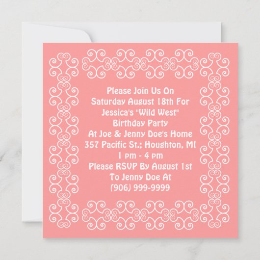 Cowgirl Bandana roze uitnodigingen gaan Westerne p (Achterkant)