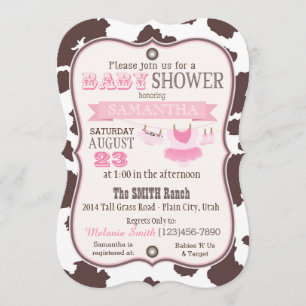 Cowgirl Bandanna Tutu Baby shower Kaart