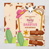 Cowgirl Birthday Party Kaart (Voorkant / Achterkant)