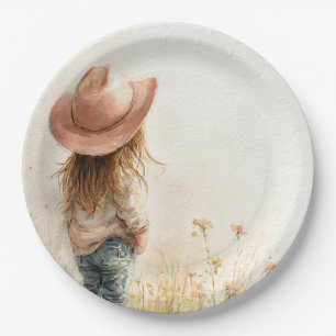 Cowgirl Birthday Plate – Western Farm Theme Papieren Bordje