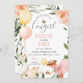 Cowgirl Birthday Uitnodiging met Greenery (Voorkant / Achterkant)