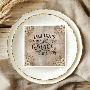 Cowgirl Boho Floral Western Script Papier servet