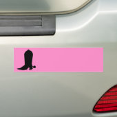 Cowgirl Boot Silhouette op Roze Bumpersticker (Op auto)