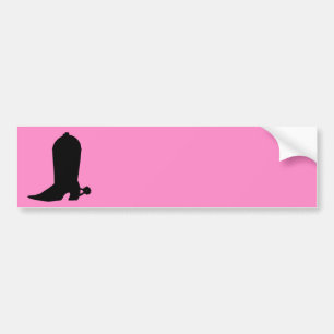 Cowgirl Boot Silhouette op Roze Bumpersticker
