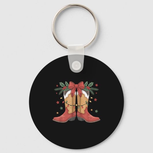 Cowgirl Boot Westerne kerstverlichting Country Wom Sleutelhanger (Voorkant)