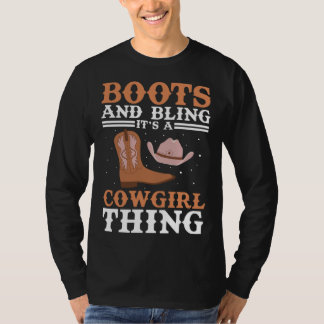 Cowgirl Boots Bling Women Cute Love Country Life T-shirt