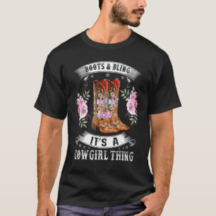 Cowgirl Boots Bling Women Cute Love Country Life T-shirt