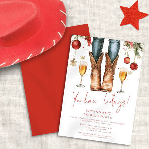 Cowgirl Boots Bubbly Christmas Vrijgezellenfeest Kaart