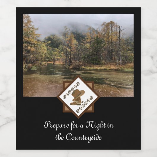 Cowgirl Boots en Pet foto Wijn Etiket (Enkel label)