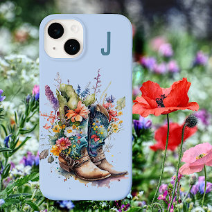 Cowgirl Boots en wilde bloemen monogrammen Case-Mate iPhone 14 Hoesje