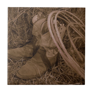 Cowgirl Boots & Lariat Tegeltje