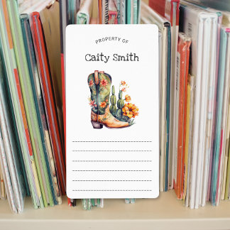 Cowgirl Boots orange floral cactus property of  Etiket