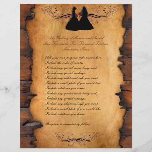 Cowgirl Brides Custom Lesbian Wedding Programs (Voorkant)