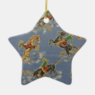Cowgirl Bronc Rider Keramisch Ornament