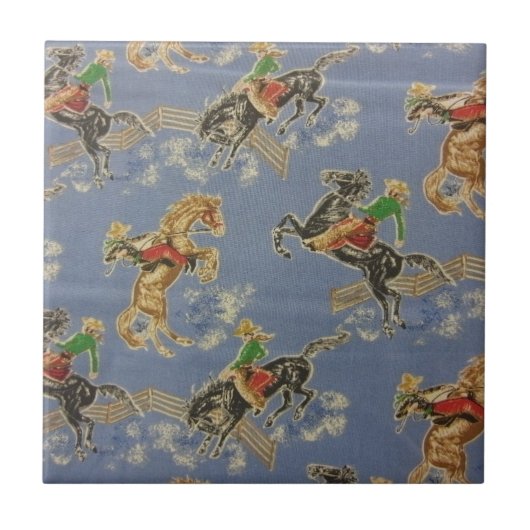 Cowgirl Bronc Rider Tegeltje (Voorkant)