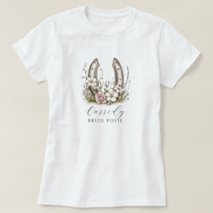 Cowgirl Bruidsmeisjes Bloemige Hoefijzer T-shirt
