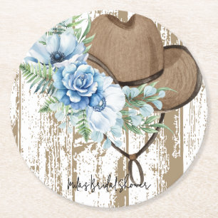 cowgirl bruiloftsfeest ronde kartonnen onderzetter