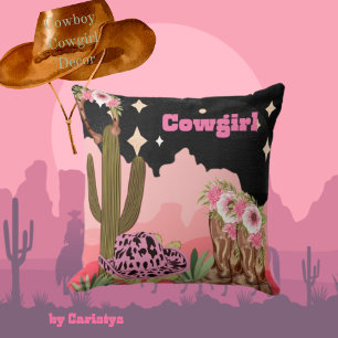 Cowgirl, Cactus, Boots, Pet Kussen