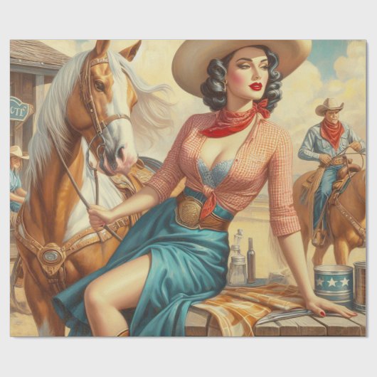 Cowgirl Cadeaupapier (Vlak)