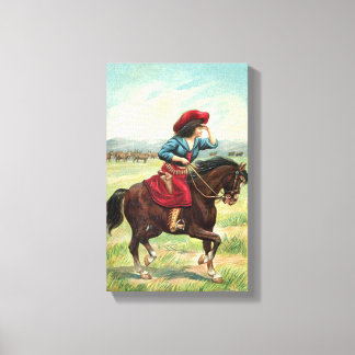  Cowgirl Canvas van 9 x 14,5 inch Afdruk