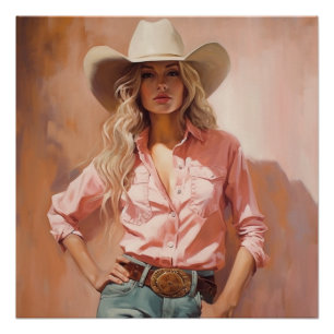 Cowgirl Chic: Cowgirl kunst aan de muur Perfect Poster