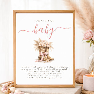 Cowgirl Coquette Boog Baby Shower Zeg het niet teg Poster