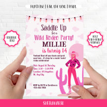 Cowgirl Country Coquette Westerne B-day Uitnodigin