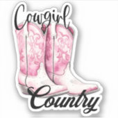 Cowgirl Country Custom-Cut Vinyl Sticker (Voorkant)