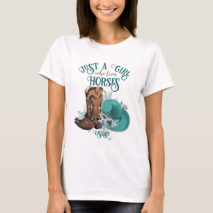 Cowgirl cowboy boots pet Girl Love paarden name T-shirt