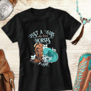 Cowgirl cowboy boots pet Girl Love paarden name T- T-shirt