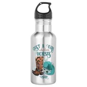Cowgirl cowboy boots pet Girl Love paarden name Waterfles
