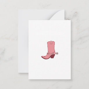 Cowgirl, cowboy laars thema kaart notitiekaartje