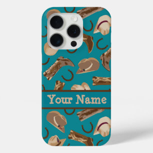 Cowgirl Cowboy Pet Boots Blauwgroen naam gepersona iPhone 15 Pro Case