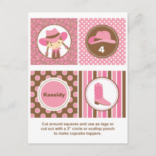 Cowgirl Cupcake Toppers Briefkaart
