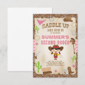 Cowgirl deuxième invitation d'anniversaire rodéo f (Devant / Derrière)
