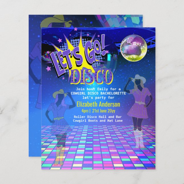 Cowgirl Disco Bachelorette Laatste Rit Rodeo (Voorkant / Achterkant)