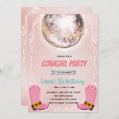 Cowgirl disco danse thème invitation (Devant / Derrière)