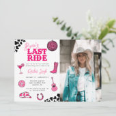 Cowgirl Disco Last Ride Bachelorette Weekend Invit Kaart (Staand voorkant)
