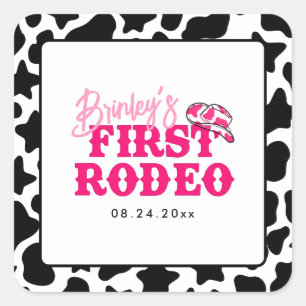 Cowgirl Disco Roze Eerste Rodeo Vierkante Sticker
