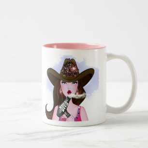 "Cowgirl Diva Hair Stylist" Mug de café à deux ton