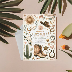 Cowgirl Eerste Rodeo Eerste Verjaardag 1e Kaart
