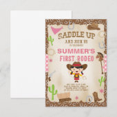 Cowgirl eerste rodeo meisje verjaardag uitnodiging (Voorkant / Achterkant)