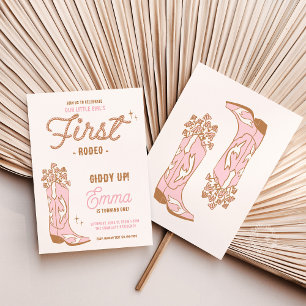 Cowgirl eerste rodeo schoen met bloemen kaart