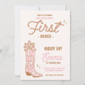Cowgirl eerste rodeo schoen met bloemen kaart (Voorkant)