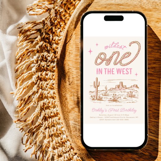 Cowgirl Eerste Verjaardag uitnodiging