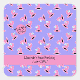 Cowgirl Eerste Verjaardag Vierkante Sticker