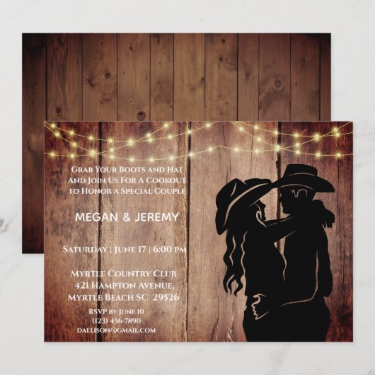 Cowgirl en Cowboy Cookout/BBQ Uitnodiging (Voorkant / Achterkant)